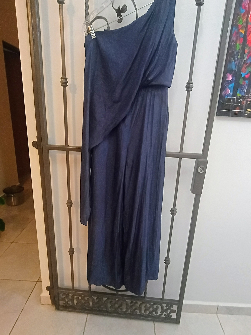 Navy One-Shoulder Wide Leg Jumpsuit – Size L